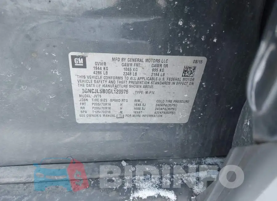 3GNCJLSB0GL120976 Photo# 9