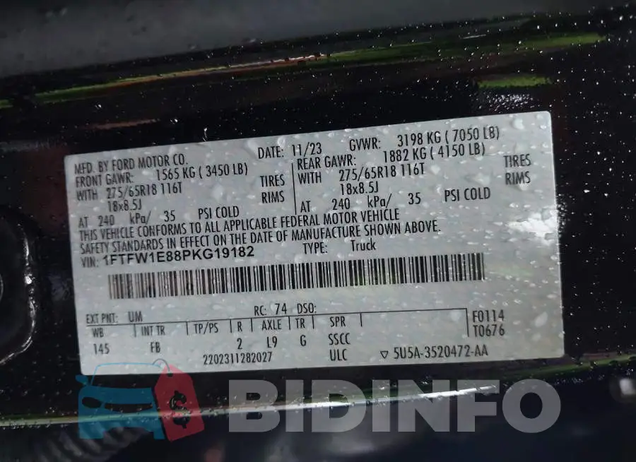 1FTFW1E88PKG19182 Photo# 9