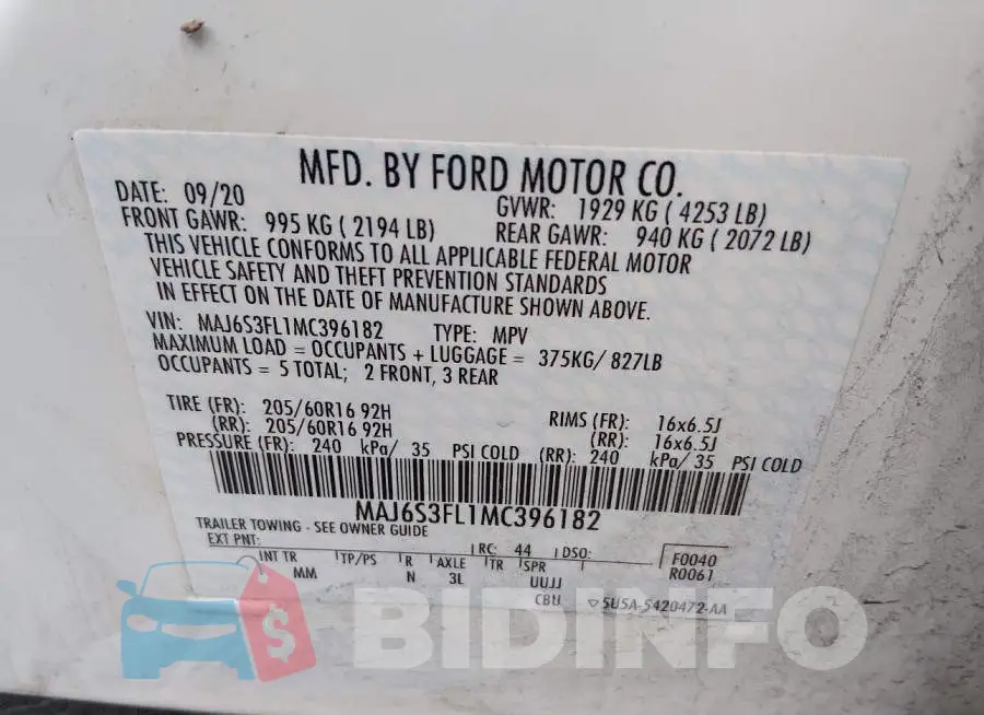 MAJ6S3FL1MC396182 Photo# 9