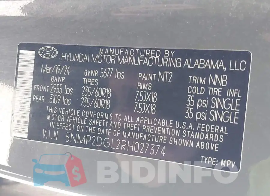 5NMP2DGL2RH027374 Photo# 9