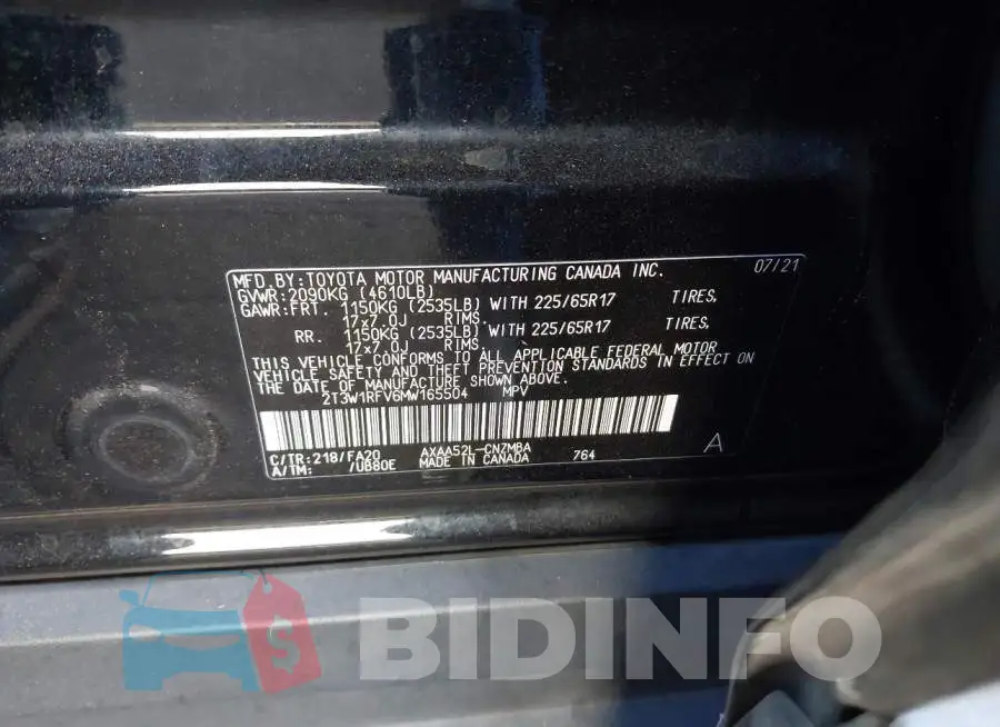 2T3W1RFV6MW165504 Photo# 9