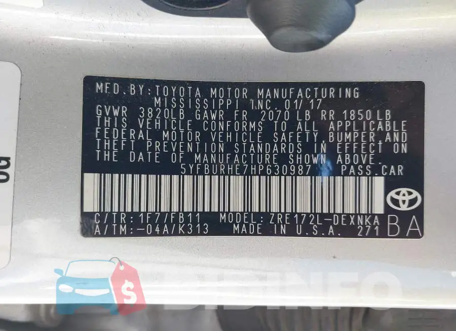 5YFBURHE7HP630987 Photo# 9