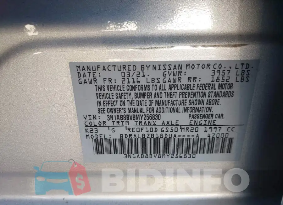 3N1AB8BV8MY256830 Photo# 9