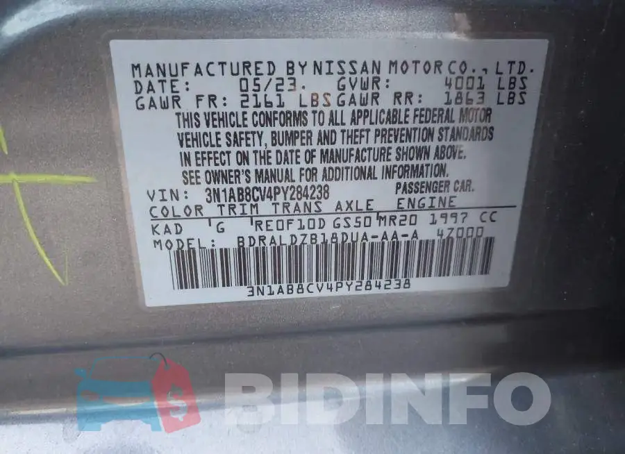 3N1AB8CV4PY284238 Photo# 9