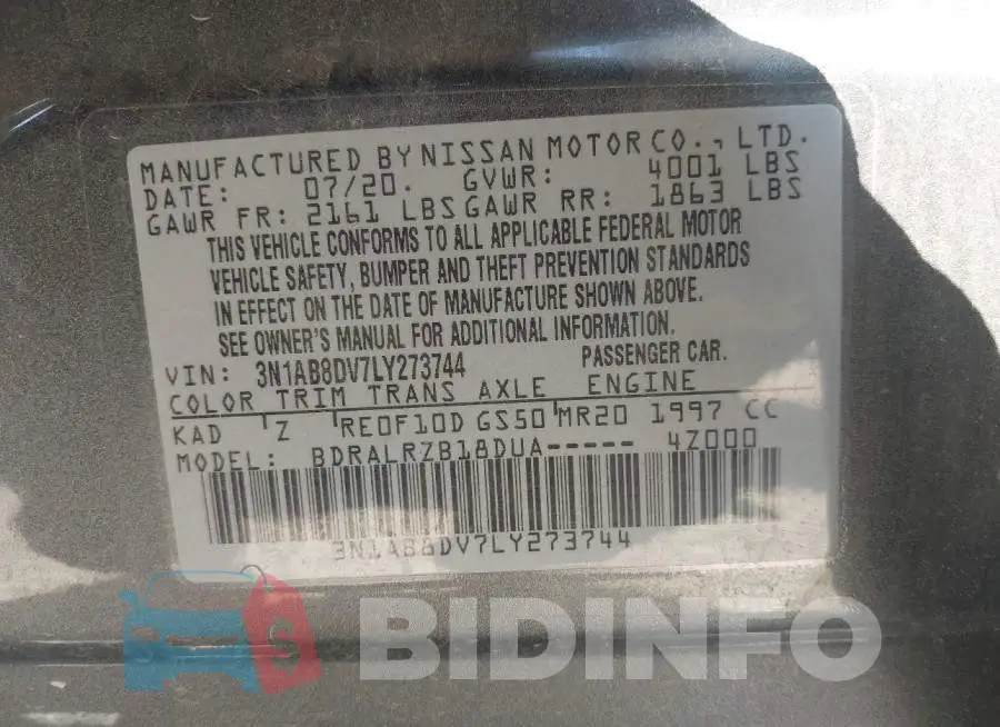 3N1AB8DV7LY273744 Photo# 9