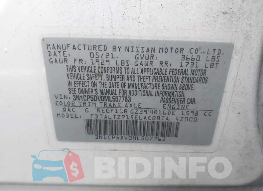 3N1CP5DV0ML507763 Photo# 9