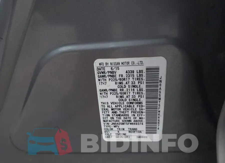 JN8AS5MT5FW669374 Photo# 9