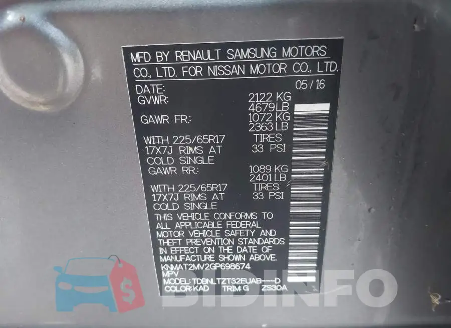 KNMAT2MV2GP698674 Photo# 9