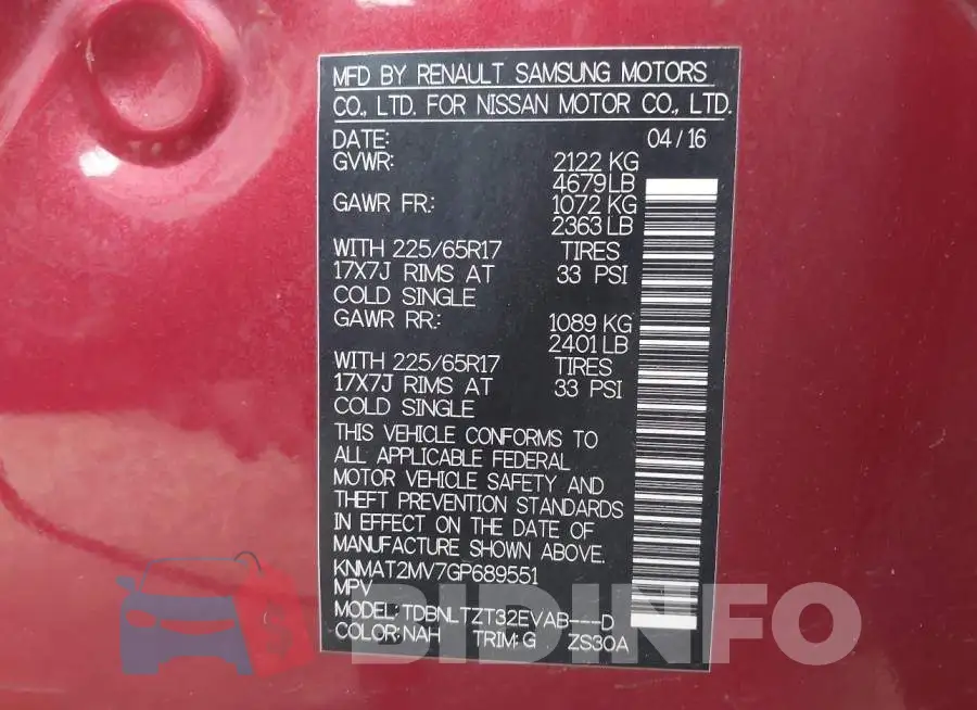 KNMAT2MV7GP689551 Photo# 9