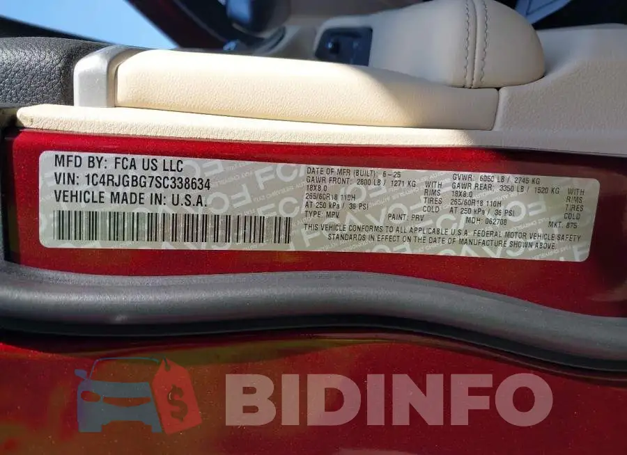 1C4RJGBG7SC338634 Photo# 9