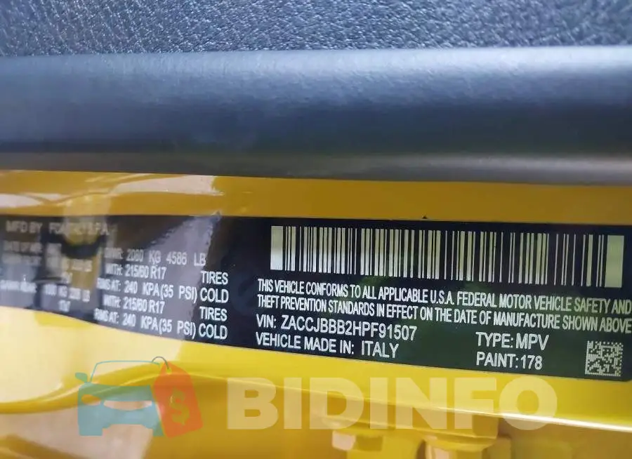 ZACCJBBB2HPF91507 Photo# 9