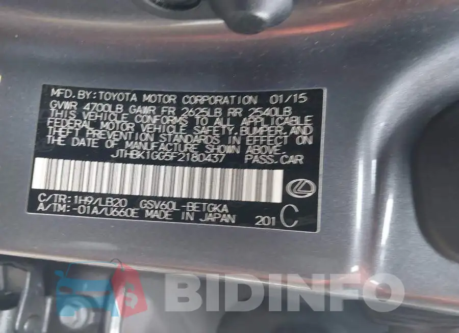JTHBK1GG5F2180437 Photo# 9