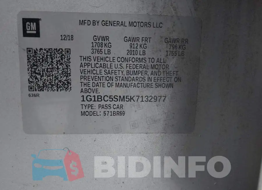1G1BC5SM5K7132977 Photo# 9
