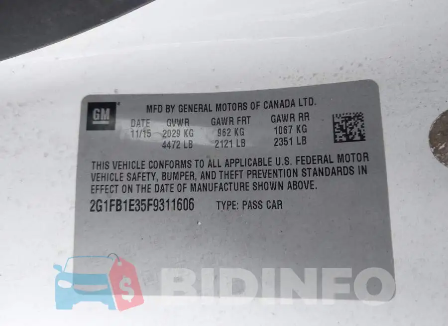 2G1FB1E35F9311606 Photo# 9