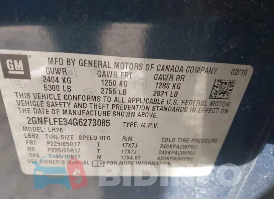 2GNFLFE34G6273085 Photo# 9
