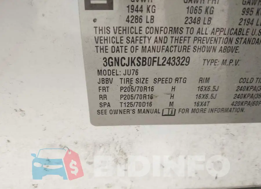 3GNCJKSB0FL243329 Photo# 9