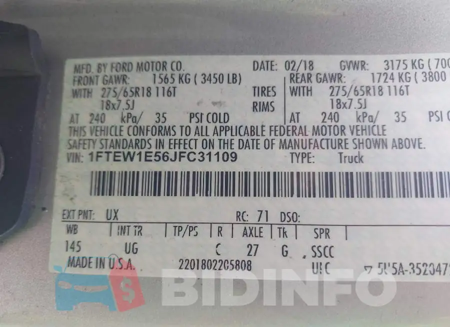 1FTEW1E56JFC31109 Photo# 9
