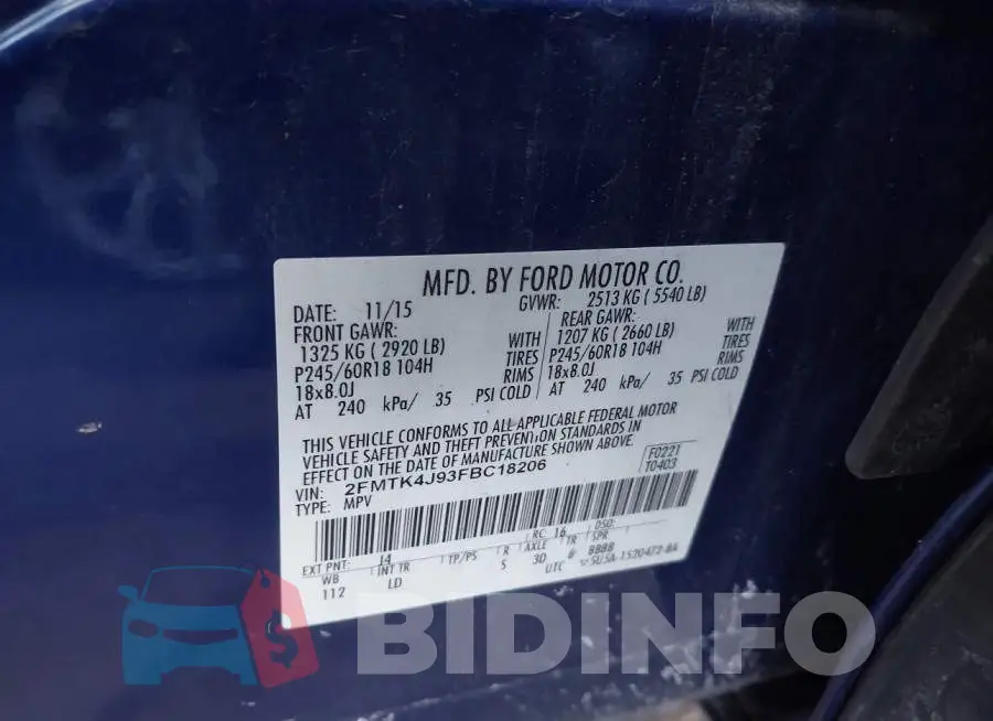 2FMTK4J93FBC18206 Photo# 9
