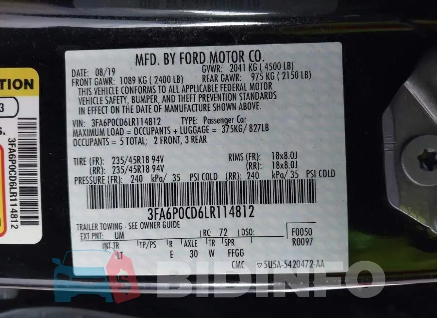 3FA6P0CD6LR114812 Photo# 9
