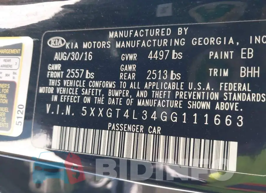 5XXGT4L34GG111663 Photo# 9