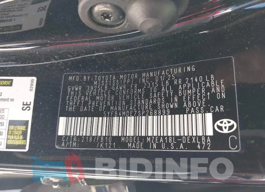 5YFB4MDE7SP268899 Photo# 9