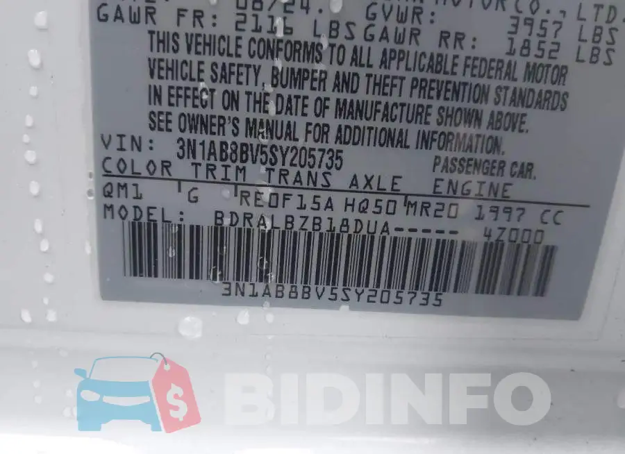 3N1AB8BV5SY205735 Photo# 9
