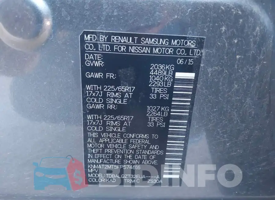 KNMAT2MT5FP574816 Photo# 9