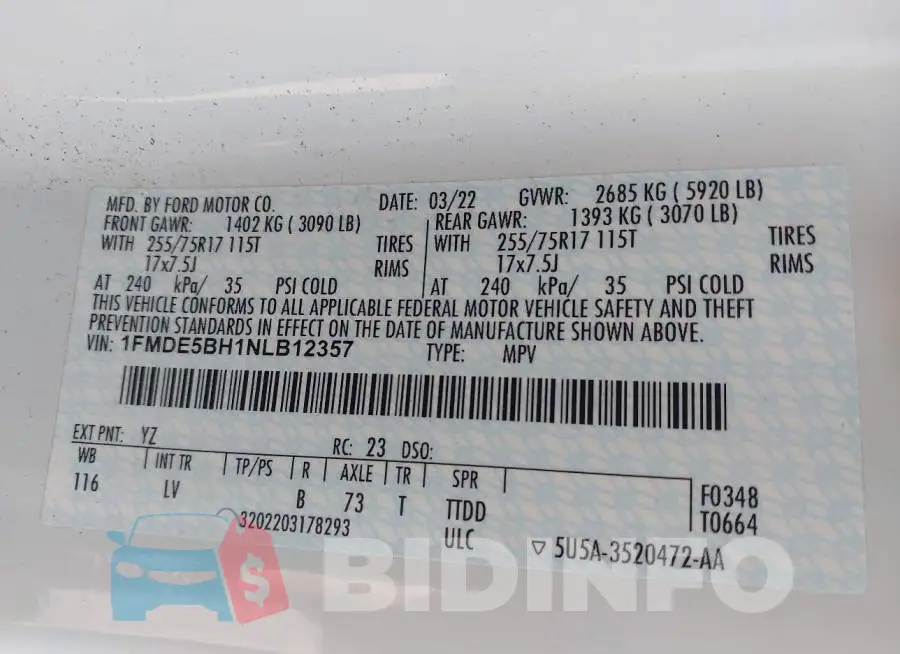 1FMDE5BH1NLB12357 Photo# 9