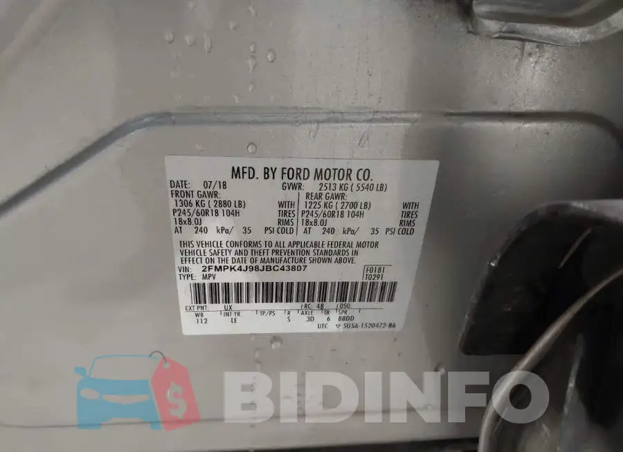 2FMPK4J98JBC43807 Photo# 9