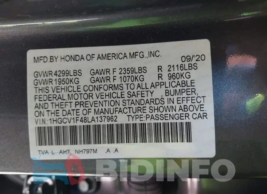 1HGCV1F48LA137962 Photo# 9