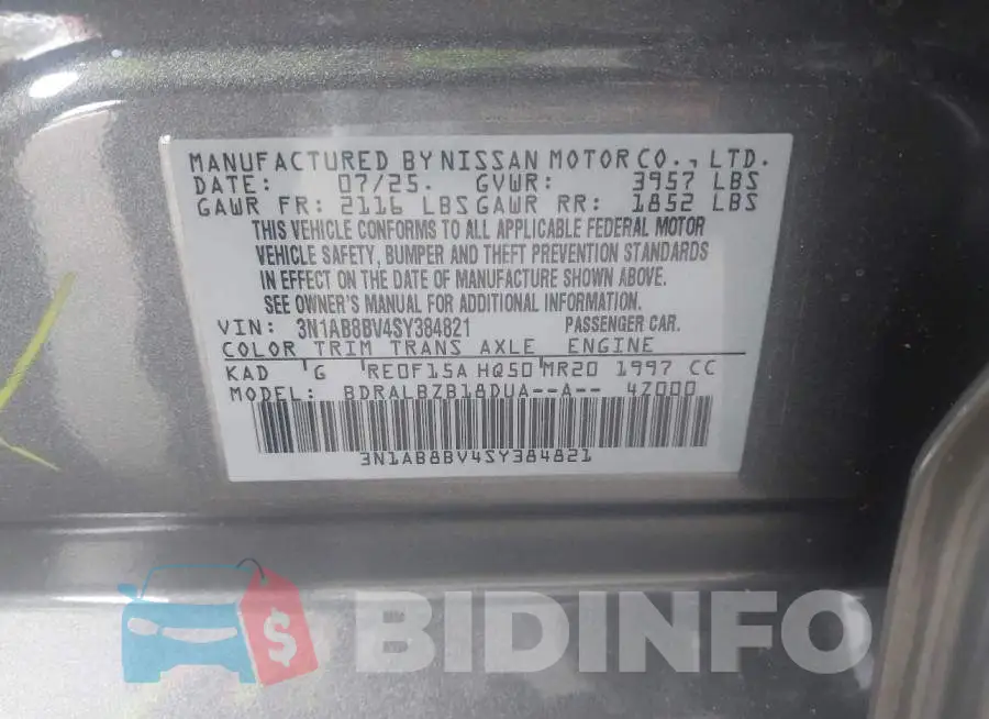 3N1AB8BV4SY384821 Photo# 9