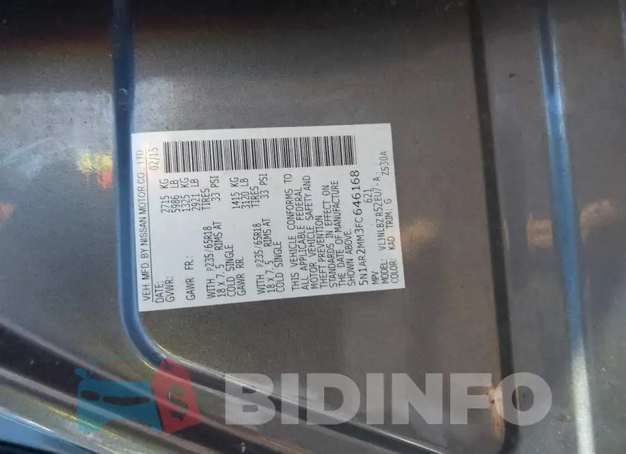 5N1AR2MM3FC646168 Photo# 9
