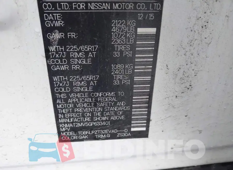 KNMAT2MV5GP633401 Photo# 9