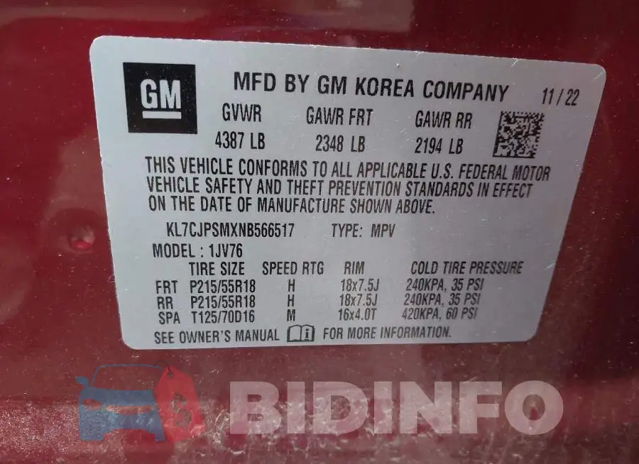 KL7CJPSMXNB566517 Photo# 9