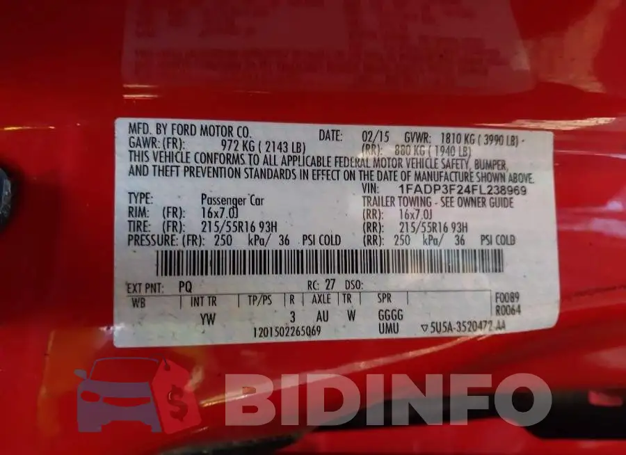 1FADP3F24FL238969 Photo# 9