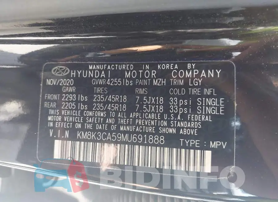KM8K3CA59MU691888 Photo# 9
