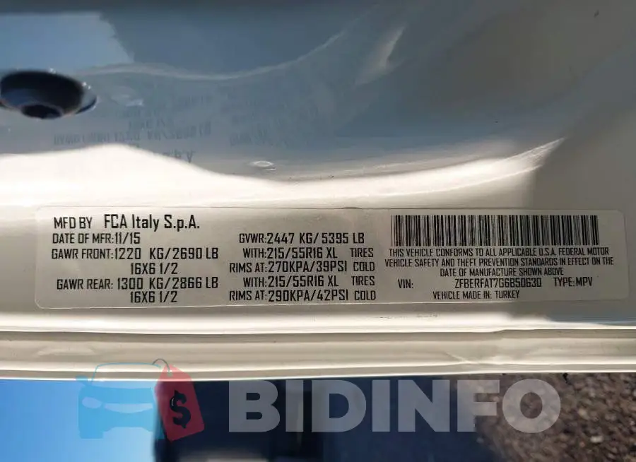 ZFBERFAT7G6B50630 Photo# 9