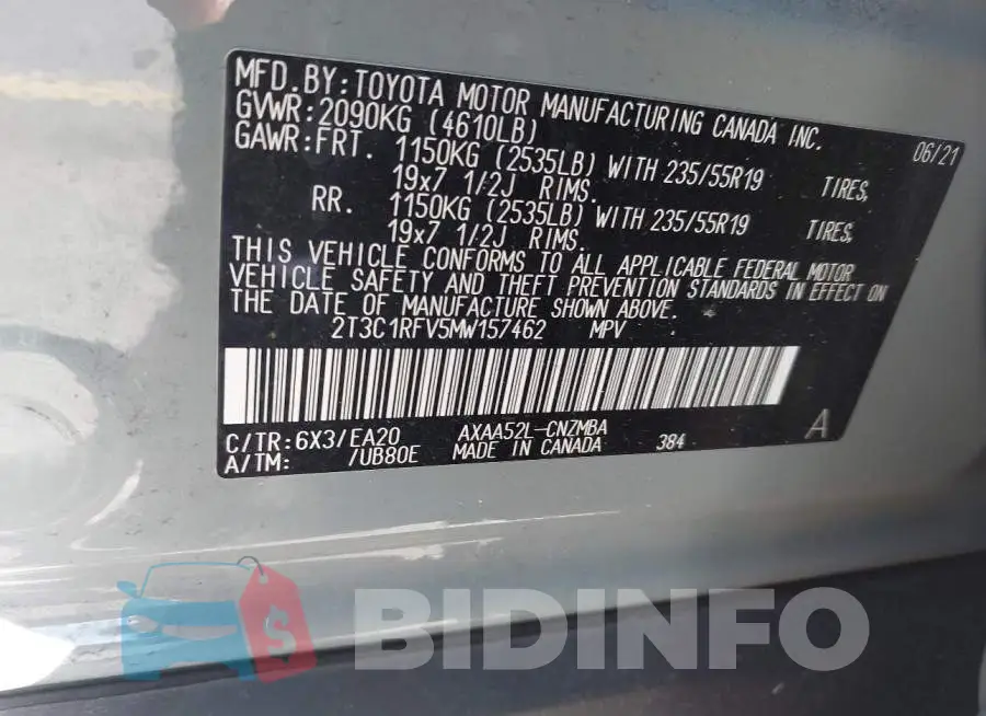 2T3C1RFV5MW157462 Photo# 9