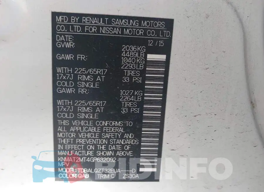 KNMAT2MT4GP632092 Photo# 9