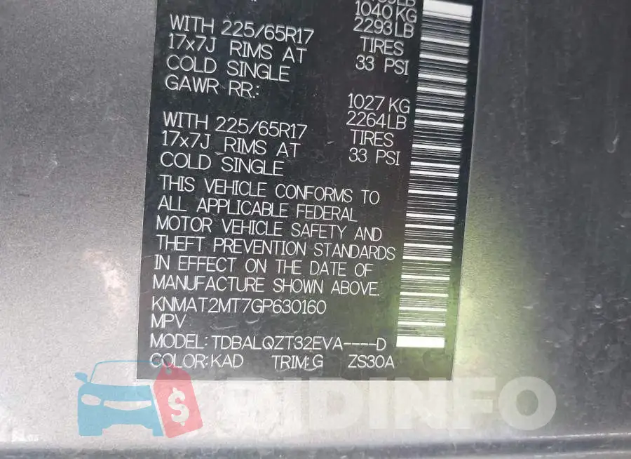 KNMAT2MT7GP630160 Photo# 9