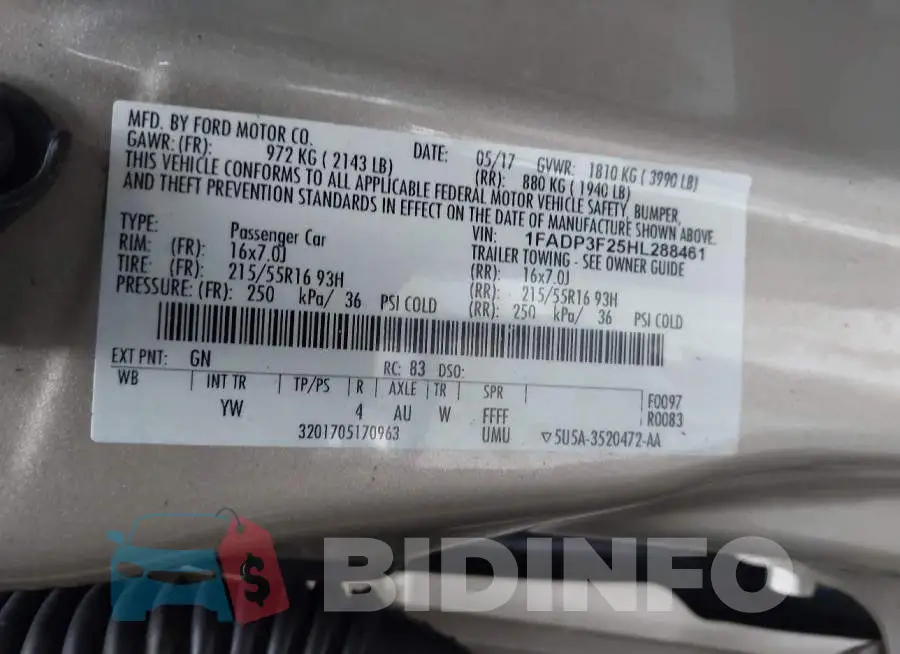 1FADP3F25HL288461 Photo# 9