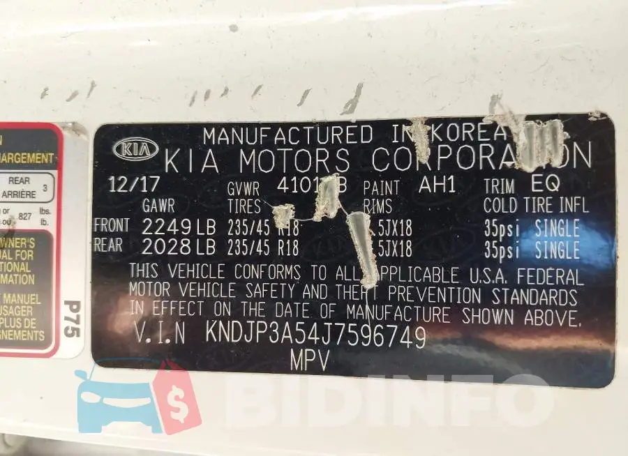 KNDJP3A54J7596749 Photo# 9
