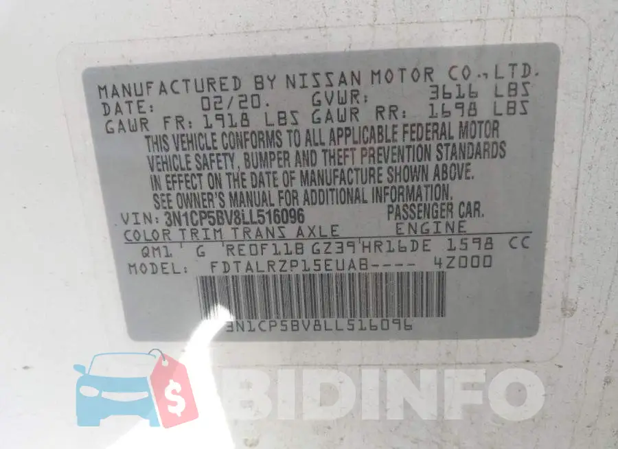 3N1CP5BV8LL516096 Photo# 9