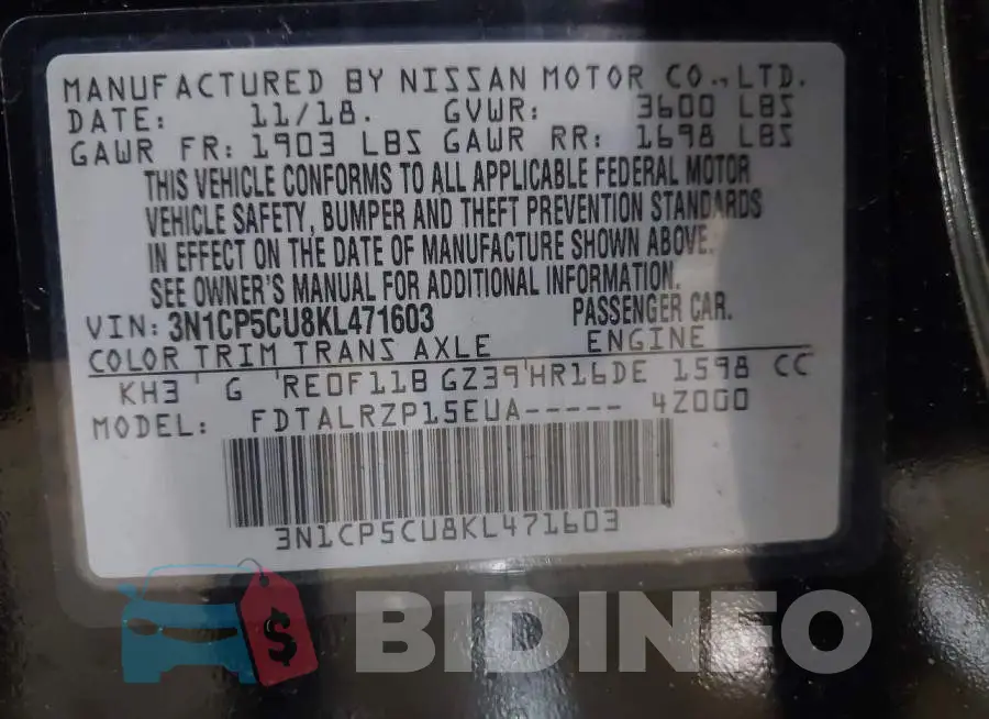3N1CP5CU8KL471603 Photo# 9