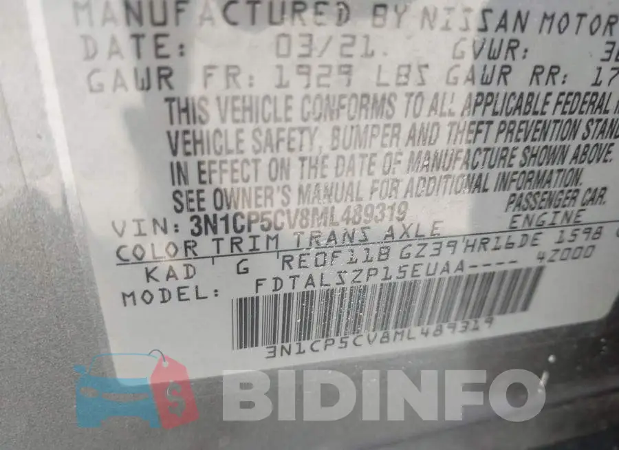 3N1CP5CV8ML489319 Photo# 9
