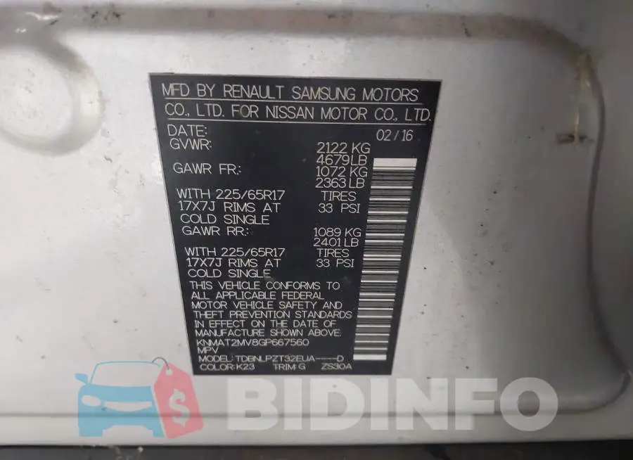 KNMAT2MV8GP667560 Photo# 9