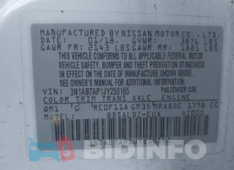 3N1AB7AP1JY250165 Photo# 9