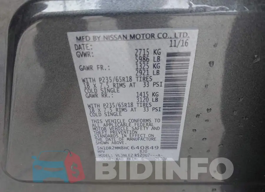 5N1DR2MM8HC640849 Photo# 9