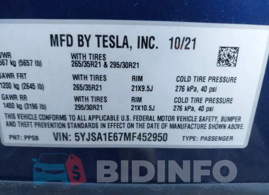 5YJSA1E67MF452950 Photo# 9
