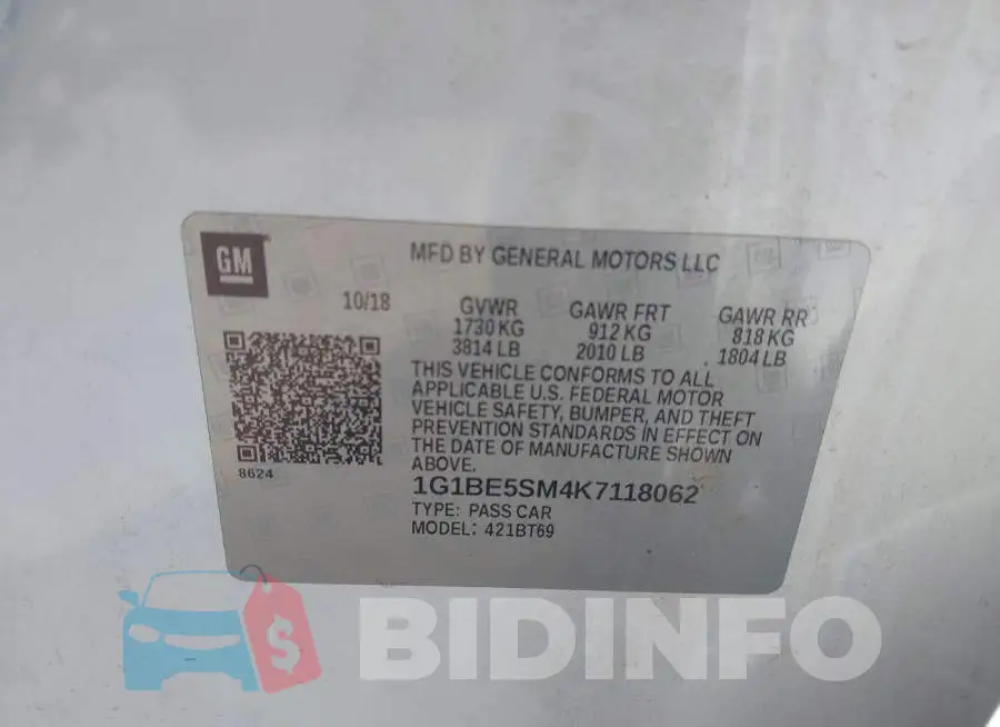 1G1BE5SM4K7118062 Photo# 9
